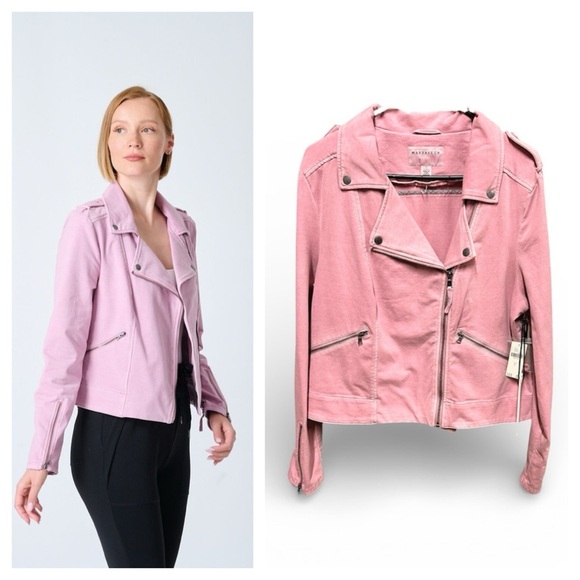 Anthropologie Jackets & Blazers - Anthropologie Marrakech Jaxon Knit Moto Jacket Lilac Large NEW Boho Bikercore